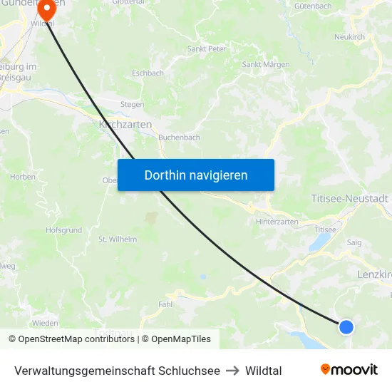 Verwaltungsgemeinschaft Schluchsee to Wildtal map