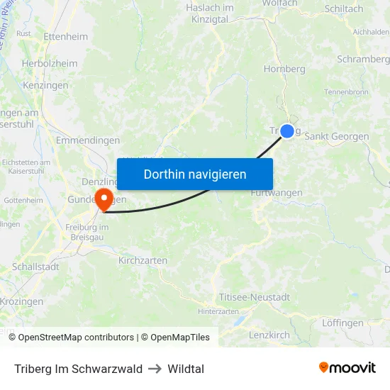 Triberg Im Schwarzwald to Wildtal map