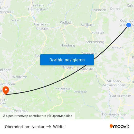 Oberndorf am Neckar to Wildtal map