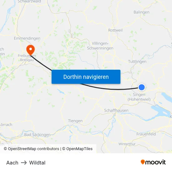 Aach to Wildtal map