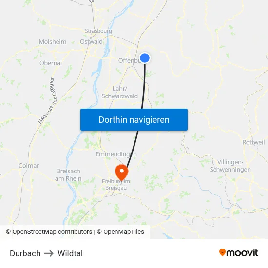 Durbach to Wildtal map