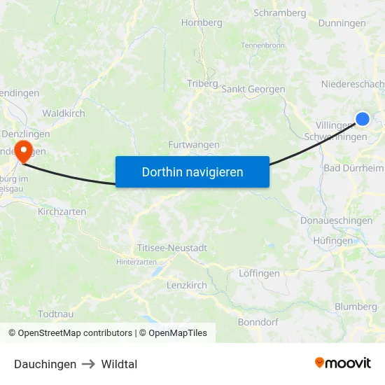 Dauchingen to Wildtal map