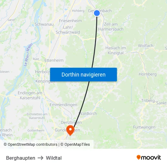 Berghaupten to Wildtal map