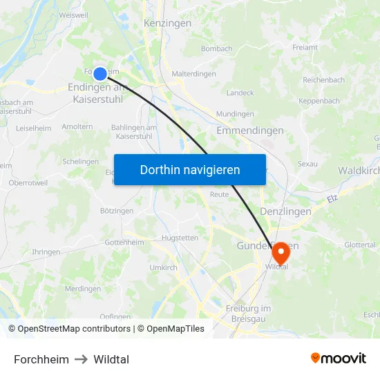 Forchheim to Wildtal map