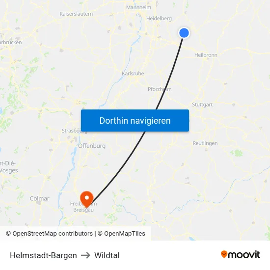 Helmstadt-Bargen to Wildtal map