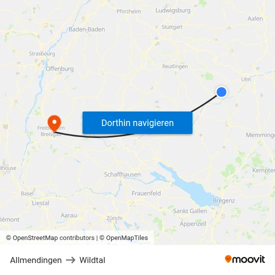 Allmendingen to Wildtal map