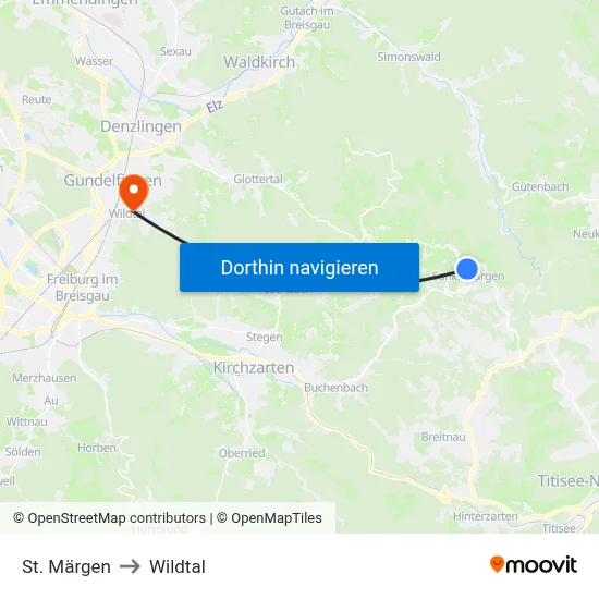 St. Märgen to Wildtal map