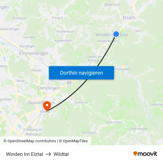 Winden Im Elztal to Wildtal map