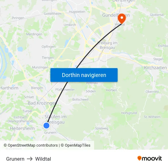 Grunern to Wildtal map