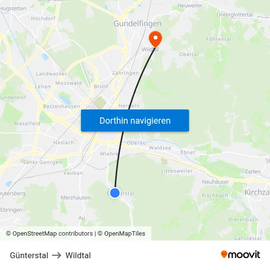 Günterstal to Wildtal map