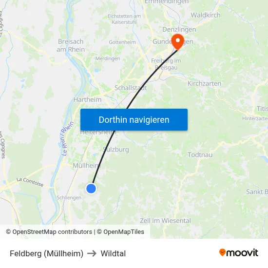 Feldberg (Müllheim) to Wildtal map