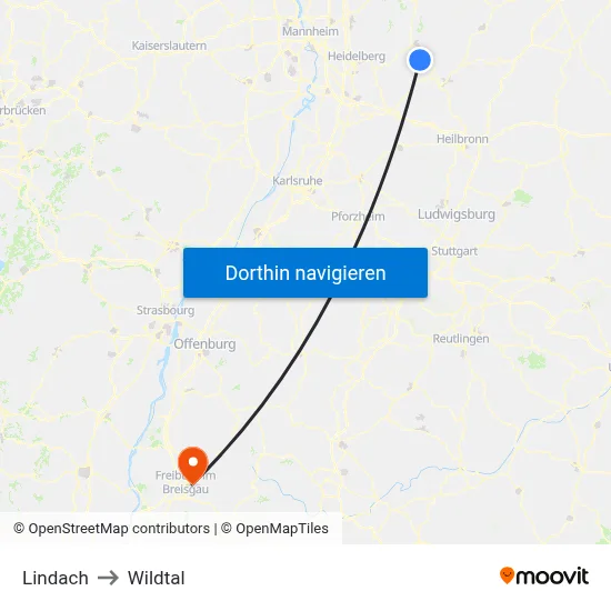 Lindach to Wildtal map