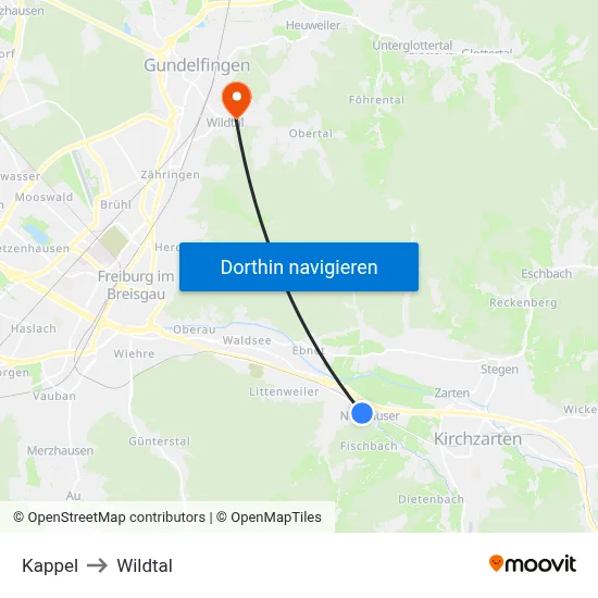 Kappel to Wildtal map