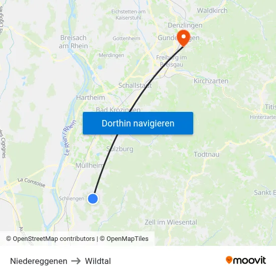 Niedereggenen to Wildtal map
