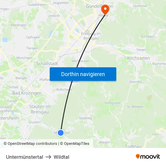 Untermünstertal to Wildtal map