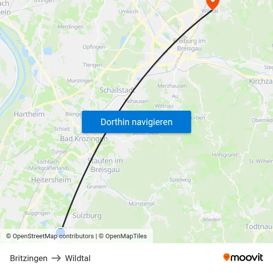 Britzingen to Wildtal map