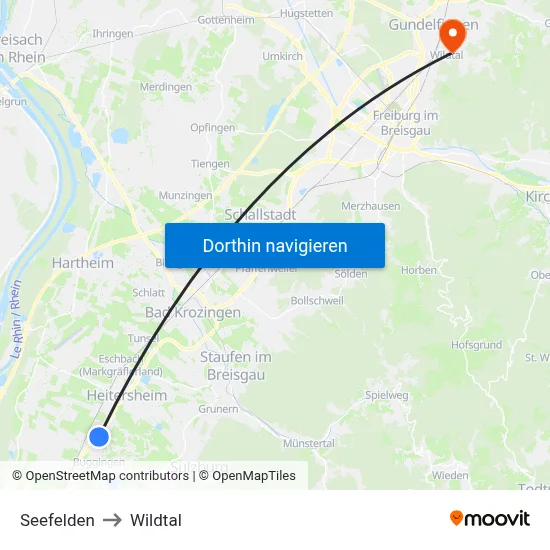 Seefelden to Wildtal map