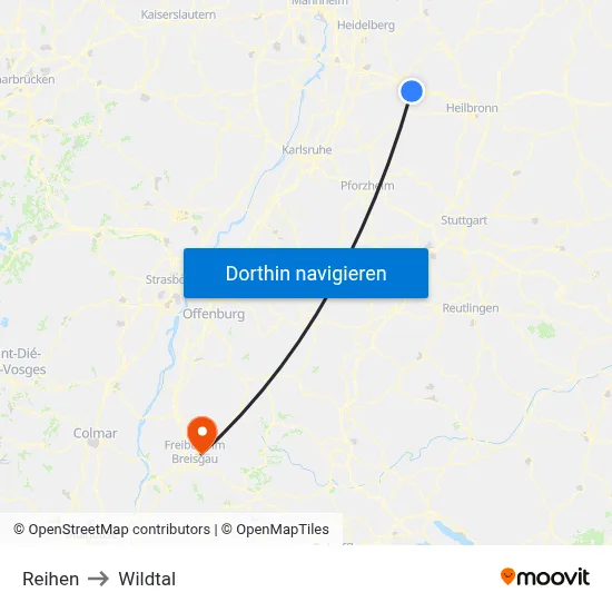 Reihen to Wildtal map