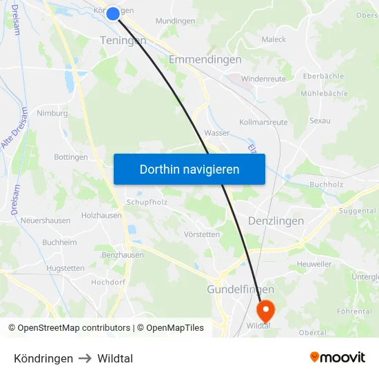 Köndringen to Wildtal map