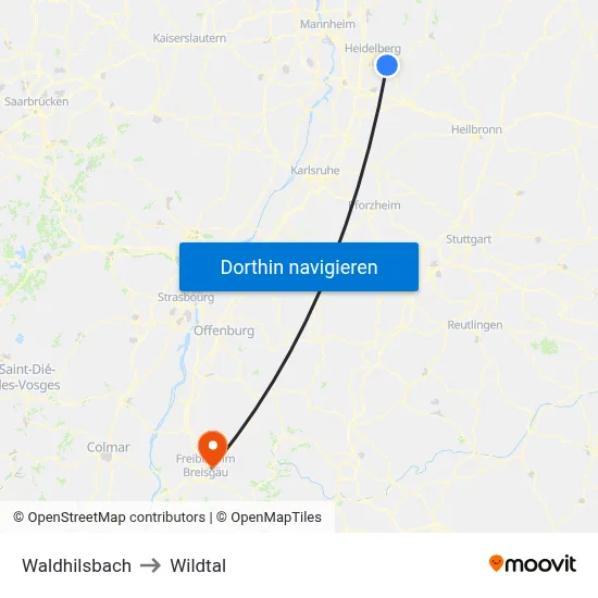 Waldhilsbach to Wildtal map