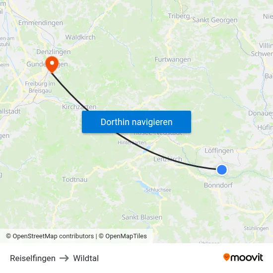 Reiselfingen to Wildtal map