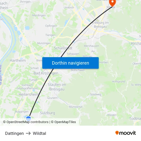 Dattingen to Wildtal map