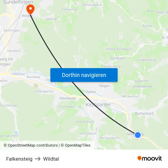 Falkensteig to Wildtal map