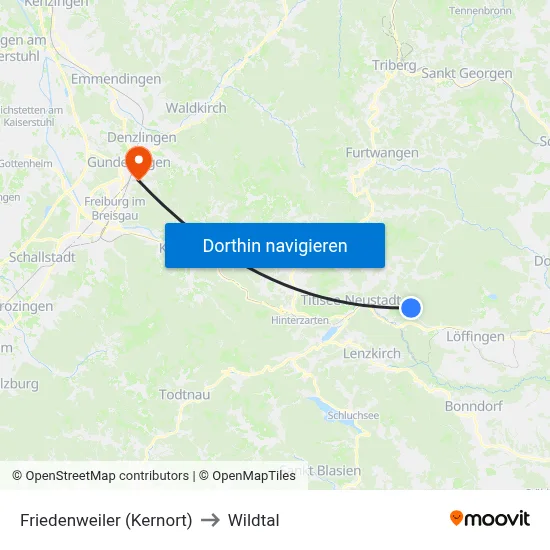 Friedenweiler (Kernort) to Wildtal map