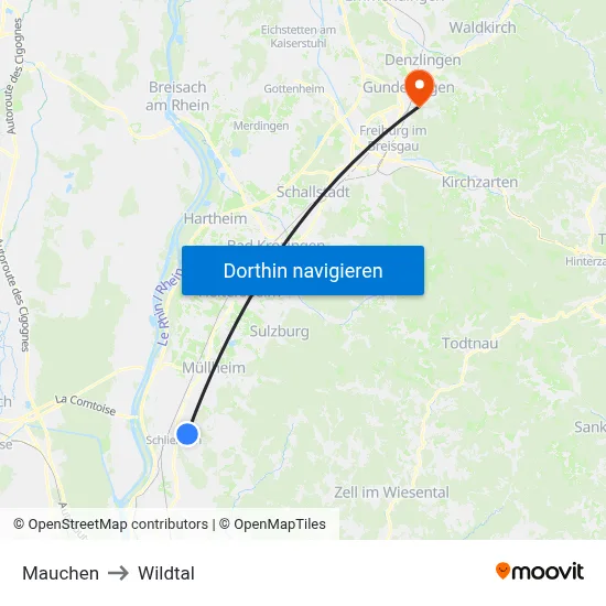Mauchen to Wildtal map