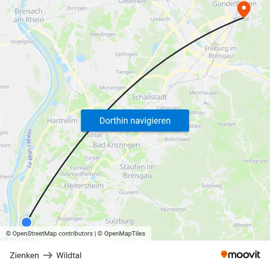 Zienken to Wildtal map