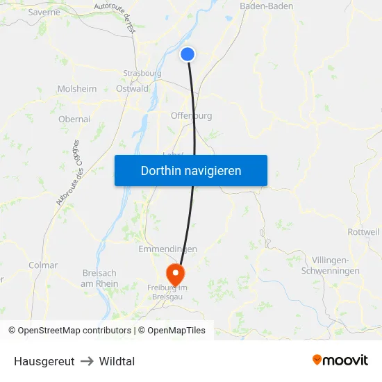 Hausgereut to Wildtal map