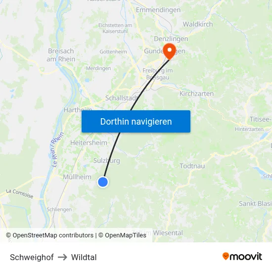 Schweighof to Wildtal map