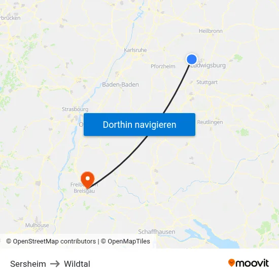 Sersheim to Wildtal map