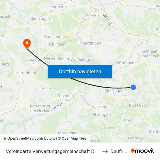 Vereinbarte Verwaltungsgemeinschaft Der Stadt Neuffen to Deufringen map