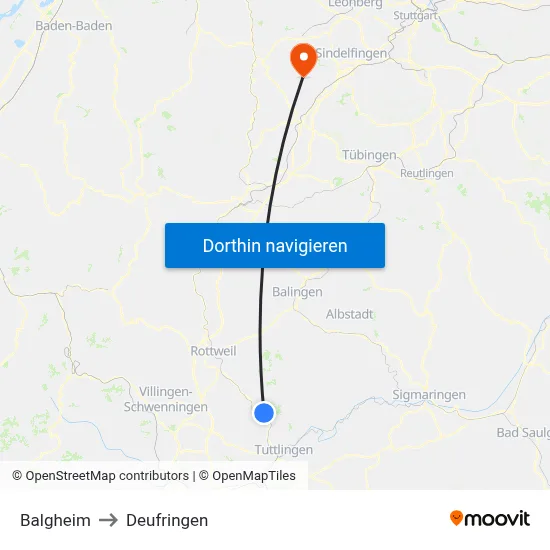 Balgheim to Deufringen map