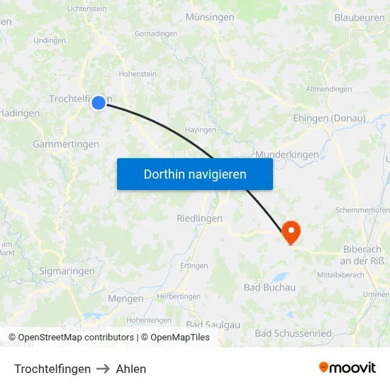 Trochtelfingen to Ahlen map