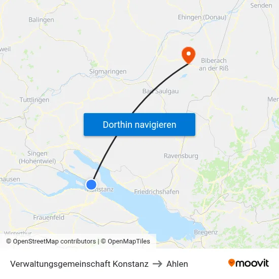 Verwaltungsgemeinschaft Konstanz to Ahlen map