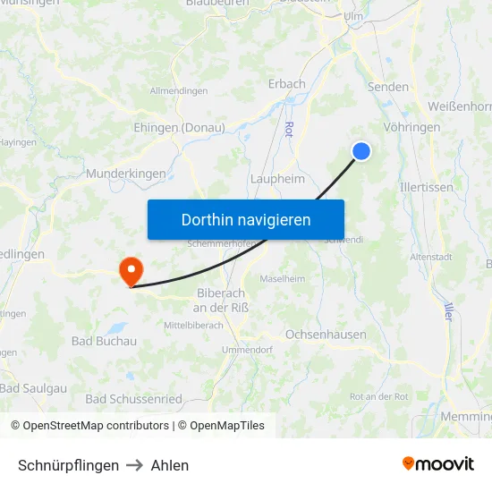 Schnürpflingen to Ahlen map