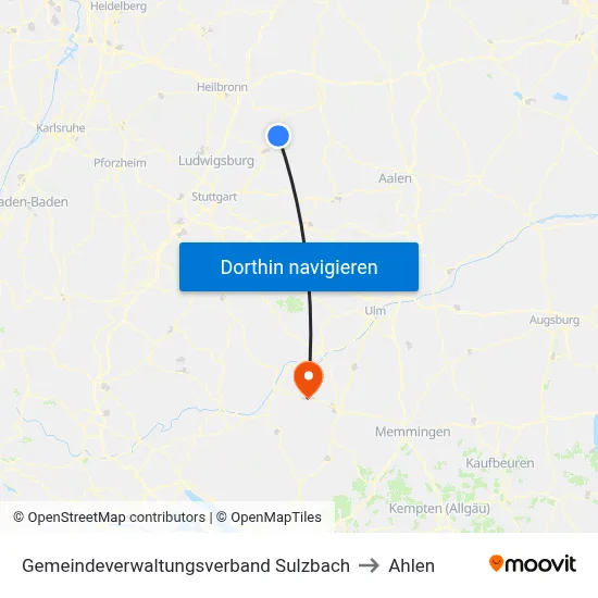 Gemeindeverwaltungsverband Sulzbach to Ahlen map