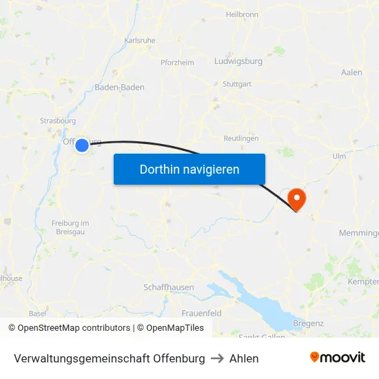 Verwaltungsgemeinschaft Offenburg to Ahlen map