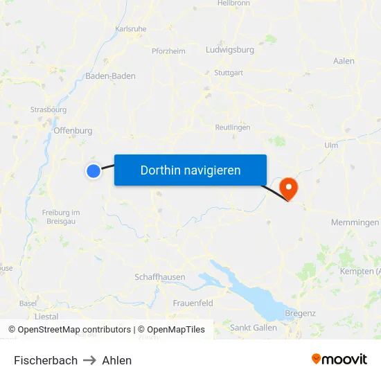 Fischerbach to Ahlen map