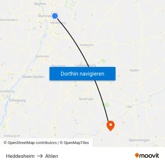 Heddesheim to Ahlen map