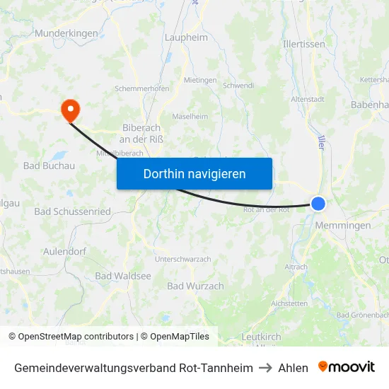 Gemeindeverwaltungsverband Rot-Tannheim to Ahlen map