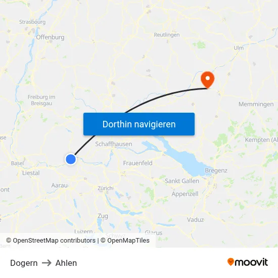 Dogern to Ahlen map