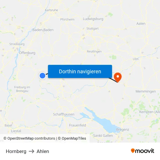 Hornberg to Ahlen map