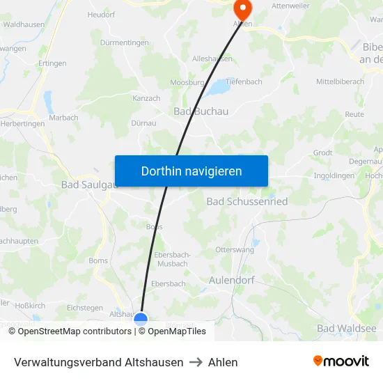 Verwaltungsverband Altshausen to Ahlen map
