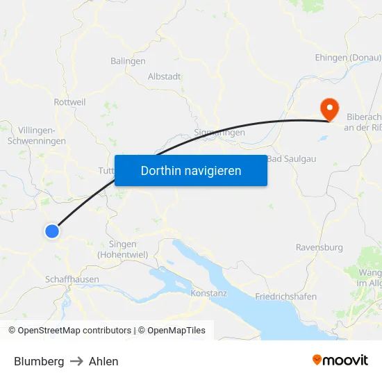 Blumberg to Ahlen map