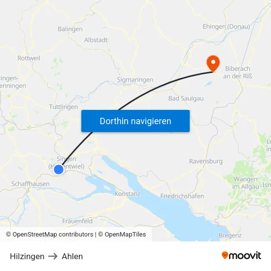 Hilzingen to Ahlen map