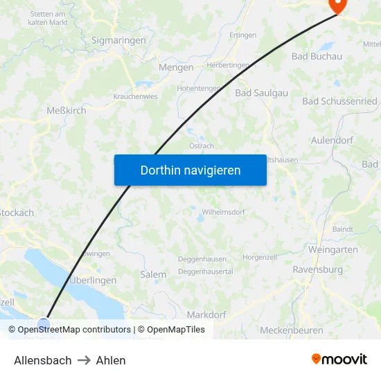 Allensbach to Ahlen map