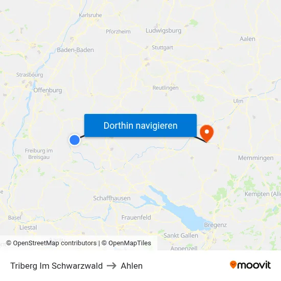 Triberg Im Schwarzwald to Ahlen map